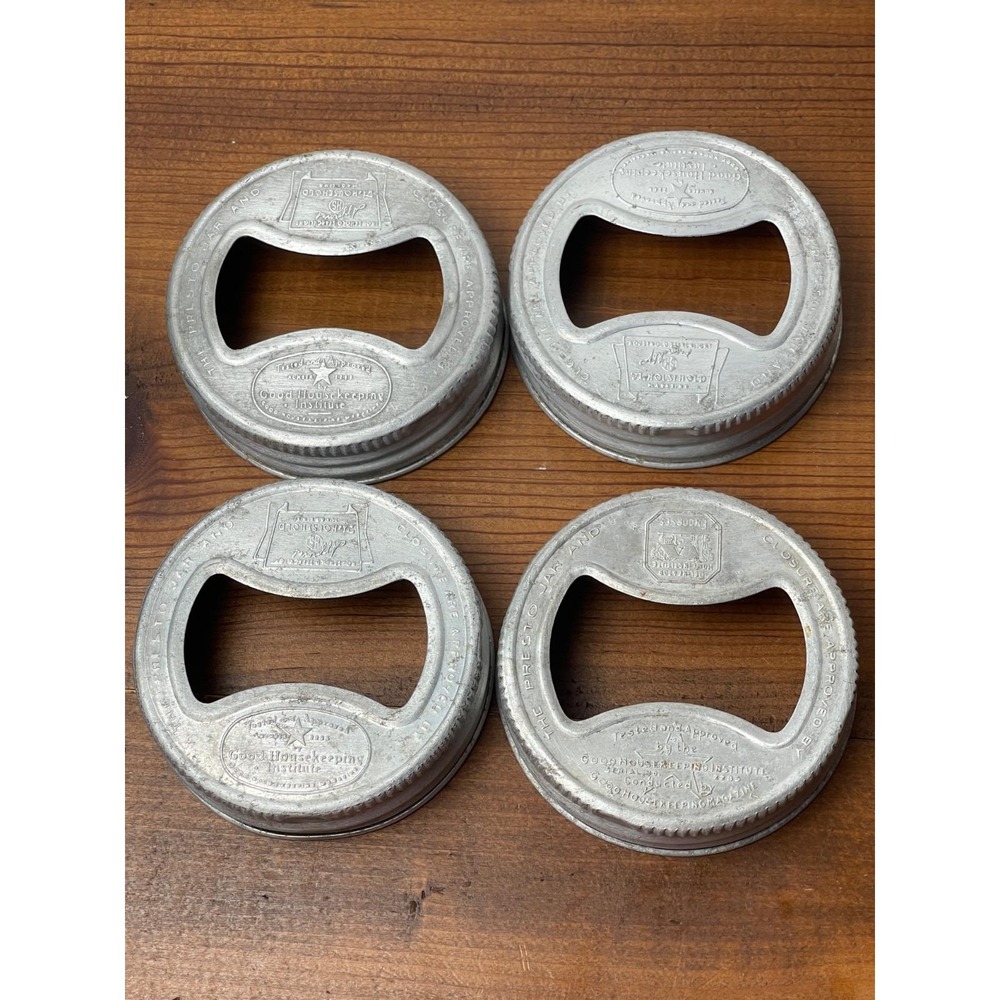 Vintage Presto bowtie aluminum canning jar lid bands (4)
